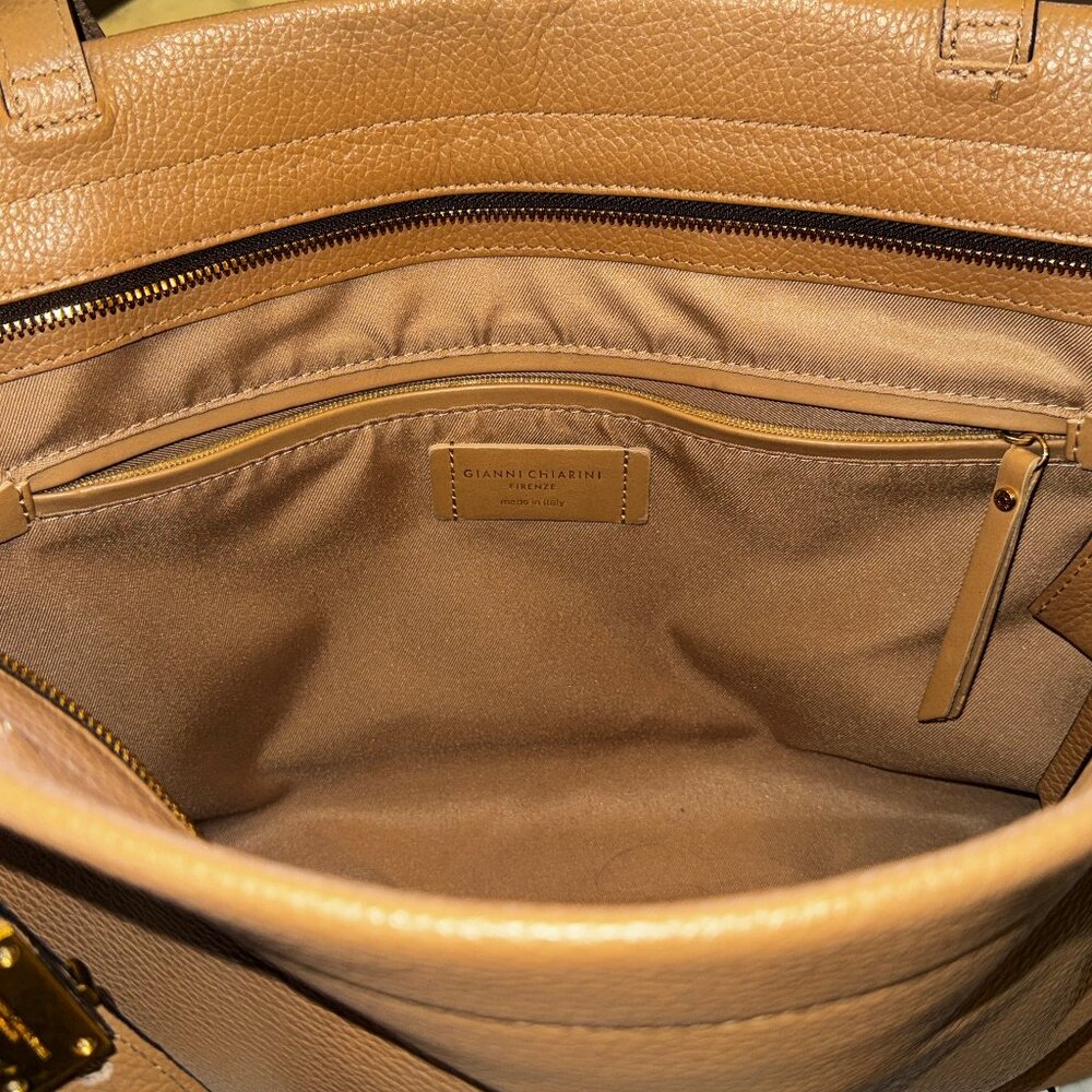 Giani Chiarini Matilde Italian Leather Tote Cognac Camel $385 Retail - Picture 7 of 14